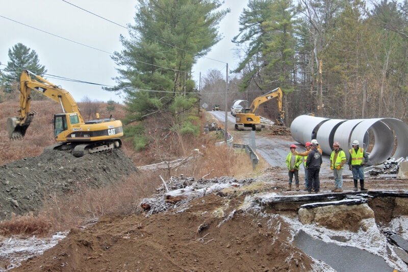 Photo by Scooter MacMillan.
Tuesday was the first full day of “real” work on installing culverts for the Spear Street repair, Connor Poulin said. Poulin, owner of the company doing the work, said he hoped to be finished by mid-March, but would definitely be finished before the April deadline.