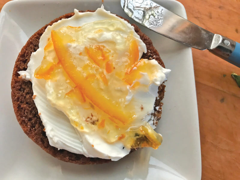 It may be a savory bread, but brown bread can hold its own with a sweet topping at an afternoon tea party. Here, we’ve added cream cheese and some marmalade.