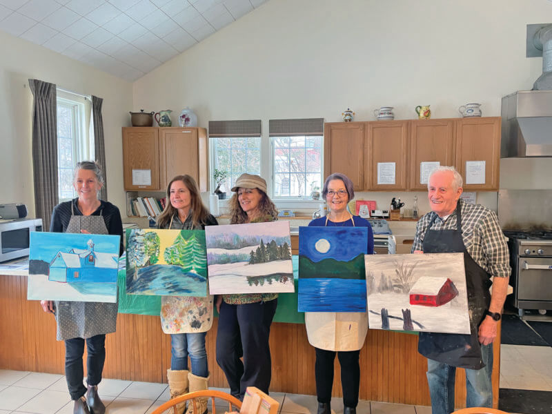 Photo by Lori York.
A diverse collection of paintings created during the Coffee & Canvas workshop.
