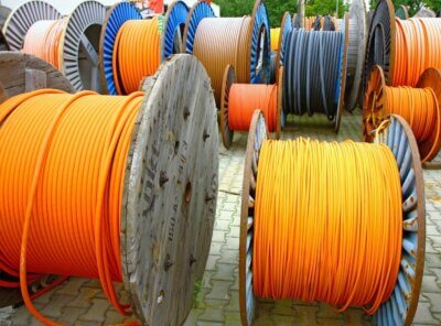 Photo courtesy New NY Broadband. Program Spools of fiberoptic cable.