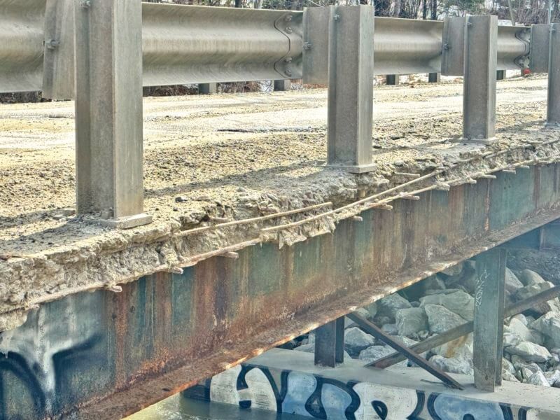Photo by Scooter MacMillan. Despite patches over the years to the Dorset Bridge, originally built in 1939 and reconstructed in 1960, it is showing major signs of deterioration.