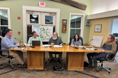 The newly configured selectboard is, from left, JD Herlihy, Lee Krohn, Frank Tenney, Natalie Kanner and Lewis Mudge.