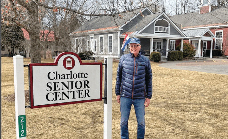 Photo by Ron Ulmer.
Lane Morrison outside of the Charlotte Senior Center. 