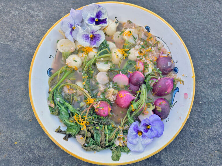 Celebrate May with braised spring vegetables, use greens