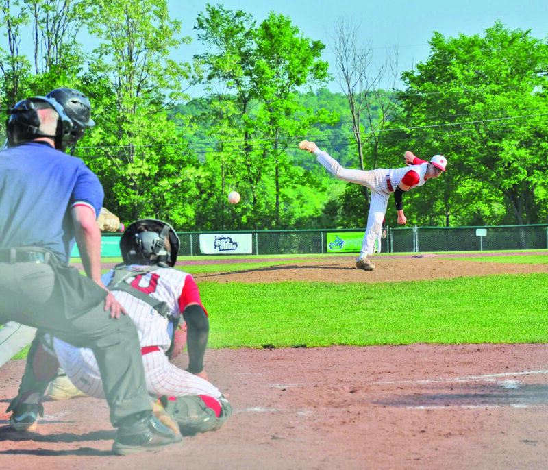 Sophmore Andrew Nunziata gave CVU four strong innings in the Redhawks’ 19-5 win over Rice in their first playoff game.