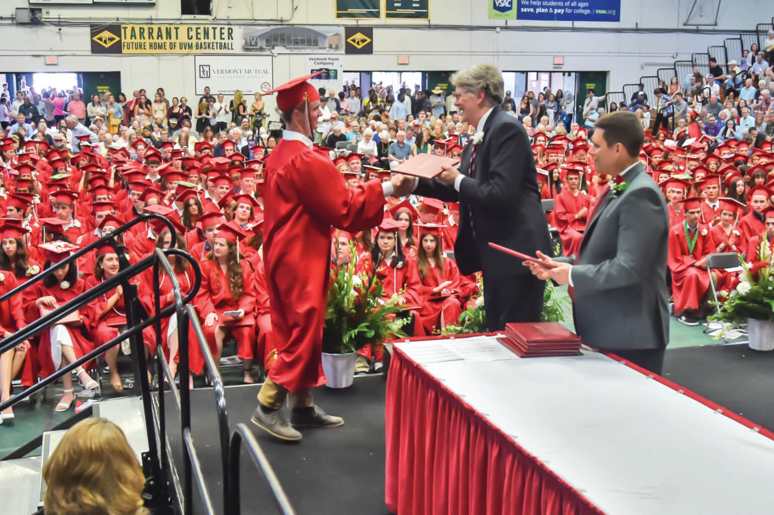 Photo by Al Frey. The Champlain Valley High class of 2025 had 334 graduates at the University of Vermont’s Patrick Gym on the afternoon of June 13.