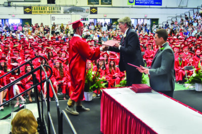 Photo by Al Frey. The Champlain Valley High class of 2025 had 334 graduates at the University of Vermont’s Patrick Gym on the afternoon of June 13.