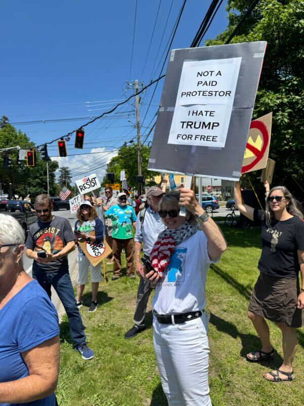 One protester wanted to make it clear that they were not paid to protest.