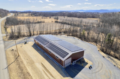 Courtesy photo. The roof of the town garage and its solar energy panels shown from the north.