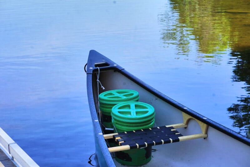 The canoe carrying materials used by the park crew to maintain the property.