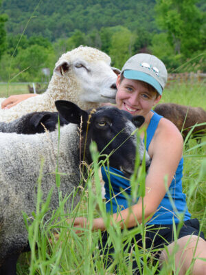 Photo by Jennifer Audet Lydia Smith enjoys the company of Wallace and Dena.