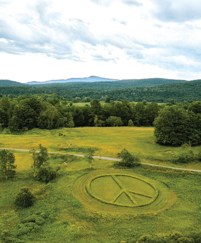 A landowner even mowed a peace sign into their field.