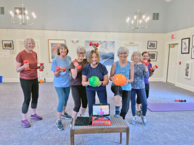 Photo by Lori York Balls and weights are key for building core strength in the senior center’s core & strength fitness class on Tuesday and Thursday mornings.
