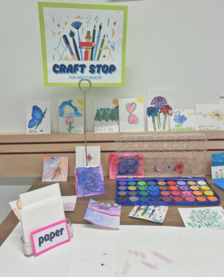 Photo by Margaret Woodruff. Stop by the Craft Stop at the library and contribute to the community collage.