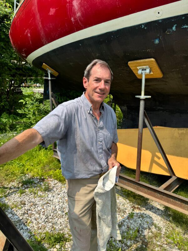 Photo by Scooter MacMillan.
Guy Franko stands with his 30-foot Tartan named ‘Kindred Spirit,’ a name that should be familiar to fans of ‘Anne of Green Gables.’