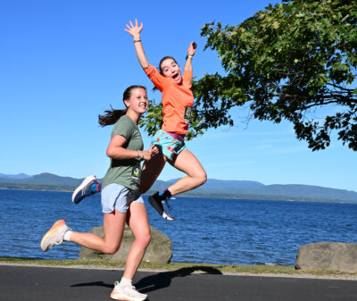 Photo by Lee Krohn. On Saturday, Sept. 20, just running wasn’t enough for one of the runners in the annual Apple Harvest 10K from the Shelburne Town Beach past the Charlotte Town Beach and back to the Shelburne Town Beach.
